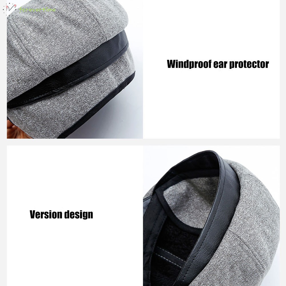 ☞mũ☜ Men Beret Hat Driving Cabbie Peaky Thick Warm Flat Cap Vintage Newsboy Hat