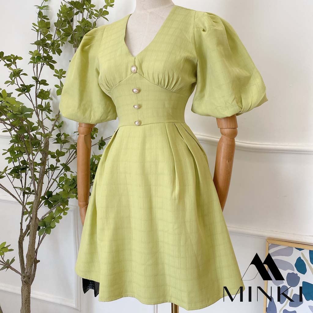 ĐẦM CÚC NGỌC TAY BỒNG - CHẤT LIỆU CAO CẤP - MÀU TRẮNG / NUDE / XANH / VÀNG