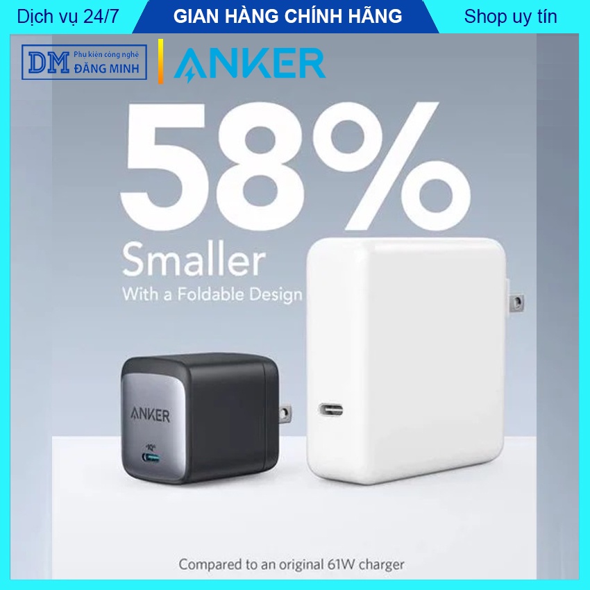 Củ sạc Anker 65W 45W 30W Gan Nano II sạc nhanh cho IPh Sam Sung cổng ra Type-C điều chỉnh dòng thông minh – Đăng Minh