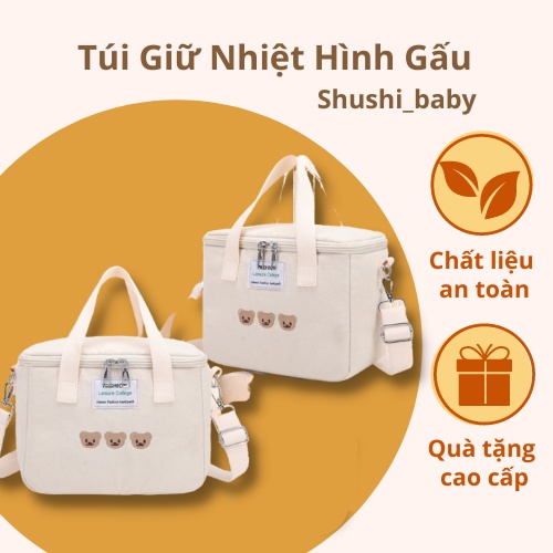 Túi Giữ Nhiệt Hình Gấu Phong Cách Hàn Siêu Xinh