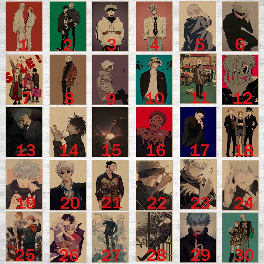 Poster Anime Jujutsu Kaisen phong cách cổ điển