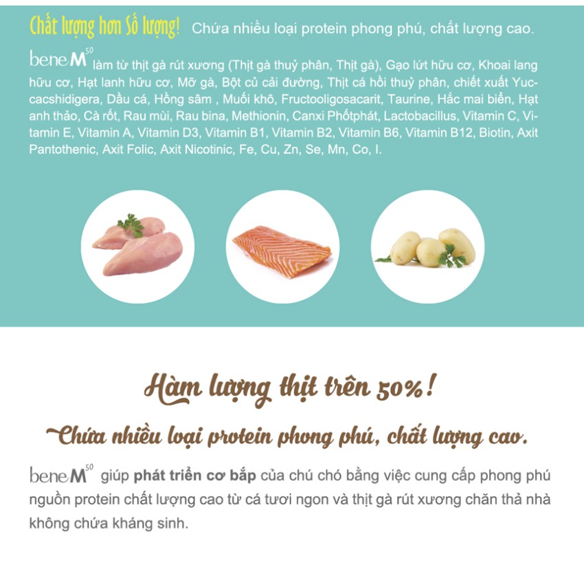 [500GR] HẠT NATURAL CORE BENE M50 CHO CHÓ THỊT GÀ &amp; CÁ HỒI 500GR/10KG