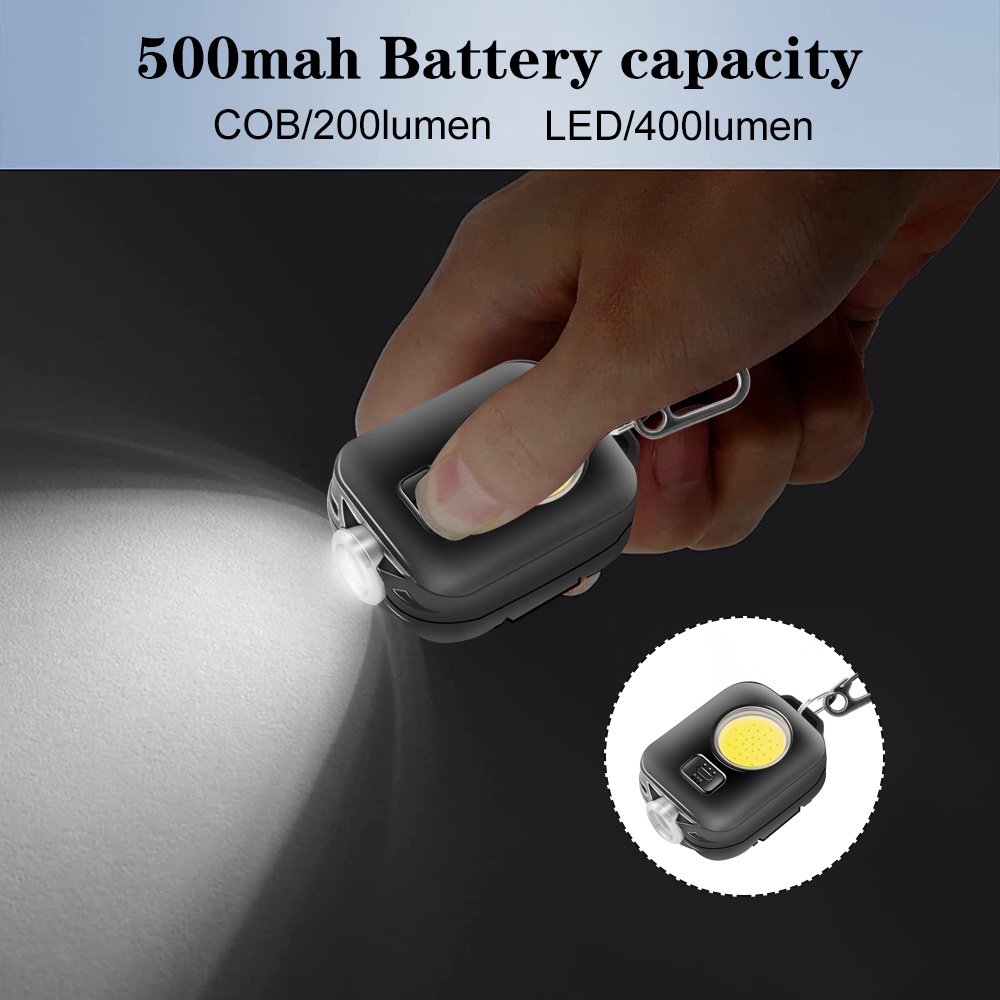 Móc Khóa Đèn LED COB Mini Siêu Sáng Từ Tính Pin 800mAh Có Thể Sạc Lại Tiện Dụng