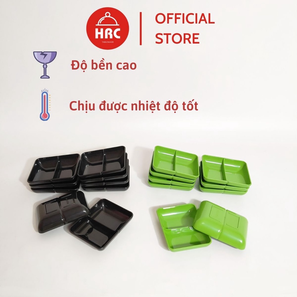 Đĩa nhựa đựng gia vị 2 ngăn  Đĩa chấm Song Long 2701