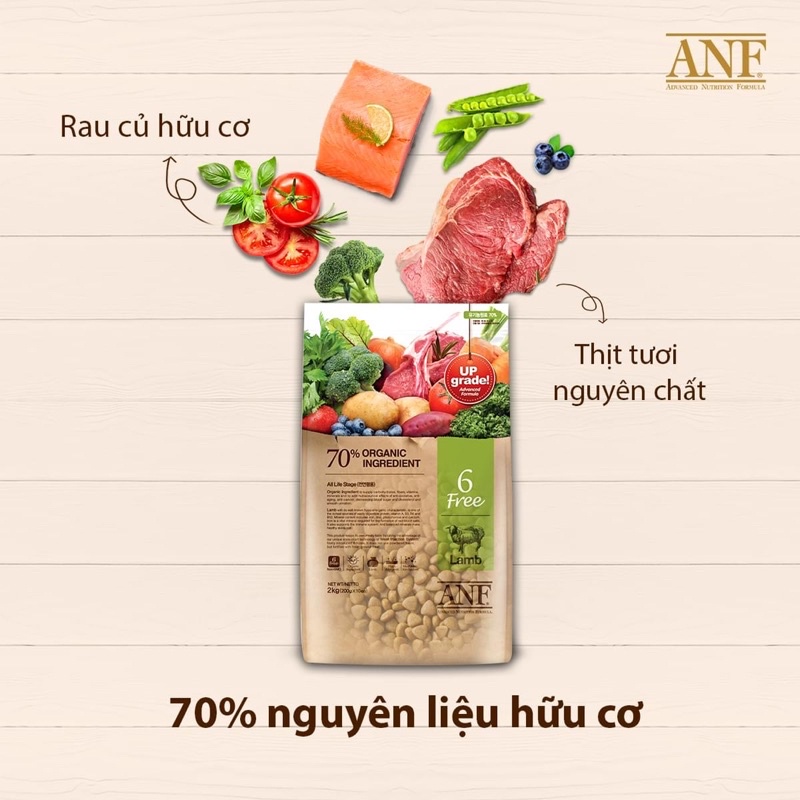 [200g và 400g ] ANF Natural 6Free Thức Ăn Hạt Hữu Cơ Cho Chó