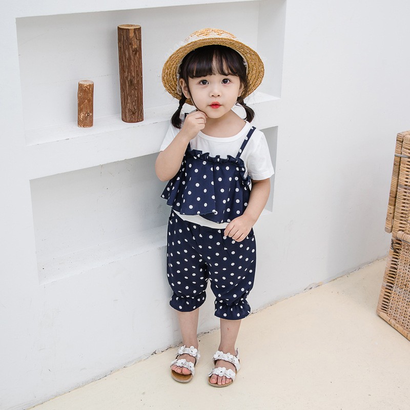 Bộ Jum Ngố In Hình Chấm Bi Tặng Kèm Áo Cotton Cho bé gái