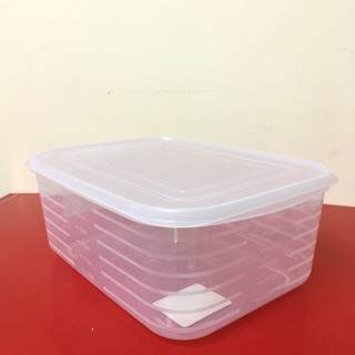 Hộp nhựa đựng thực phẩm 2L4, nắp dẻo sx tại Nhật. 26x18,8x10cm.