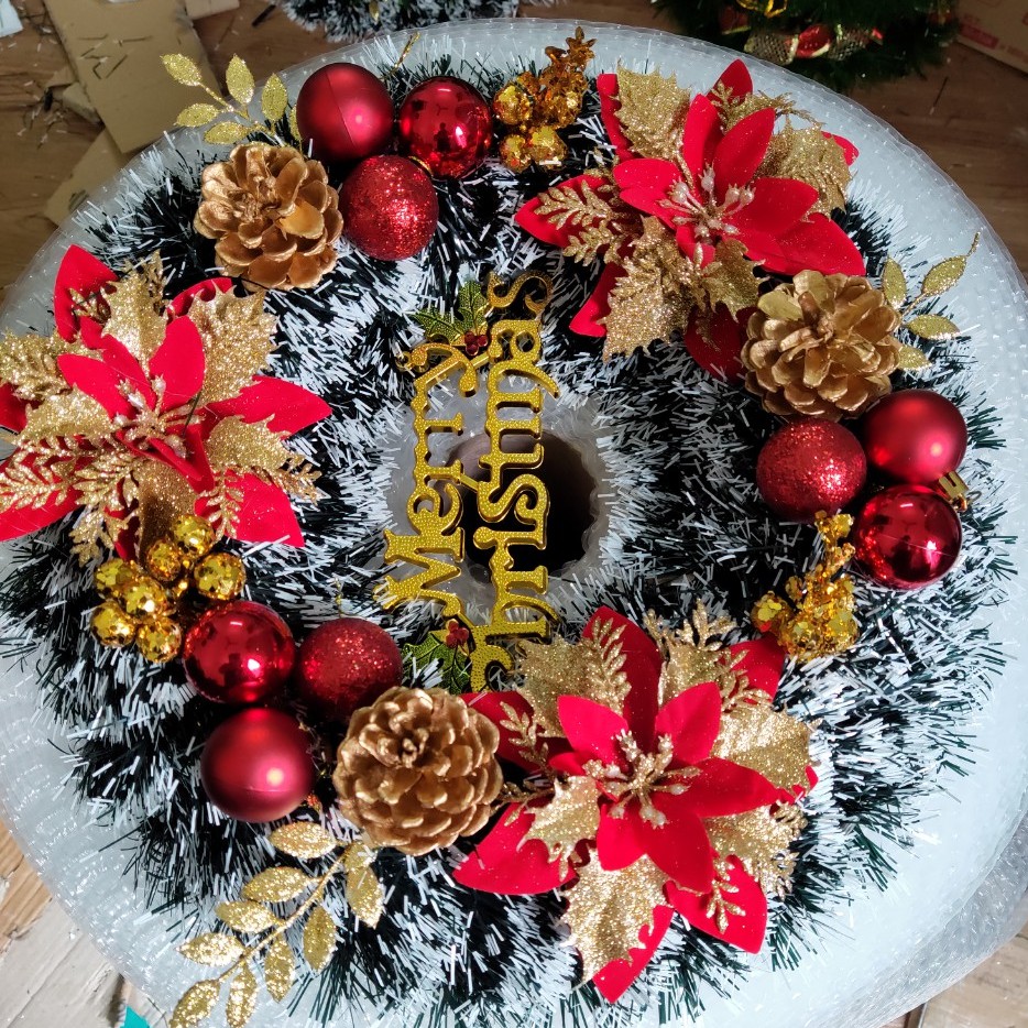 Vòng Nguyệt Quế Trang Trí Giáng Sinh Cao Cấp - Vòng Trang Trí Cửa Kính Noel