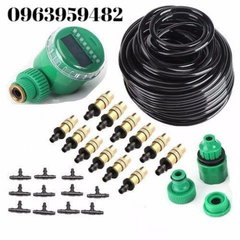 Bộ KIT Phun Sương Tưới Cây Tự Động gồm 20 Béc Bằng Đồng Cao Cấp kèm Đồng Hồ hẹn giờ