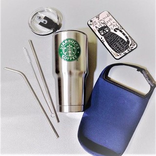Bình giữ nhiệt - ly giữ nhiệt inox thái lan starbuck + 2 ống hut + túi chống sốc