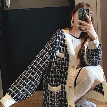 Áo khoác len cardigan cúc vàng _ CÓ SẴN