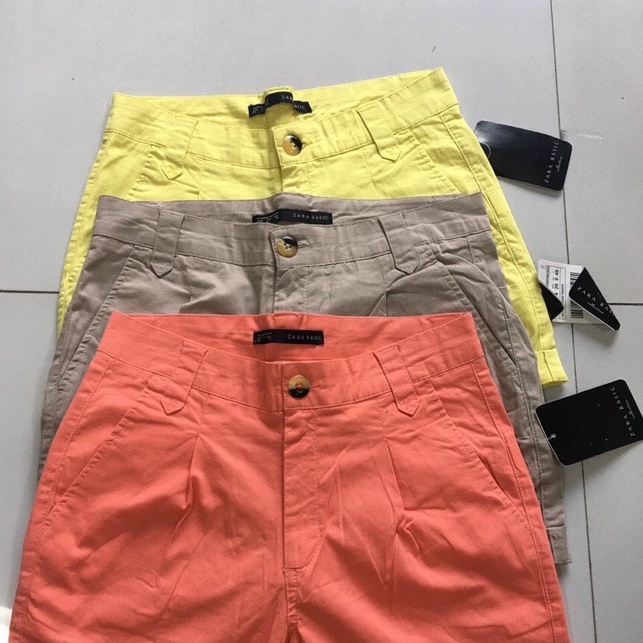 Quần Short Kaki Nữ Za.ra chất mềm cài cúc dễ mặc lên dáng đẹp 3 màu nổi bật VNXK XanhHouse