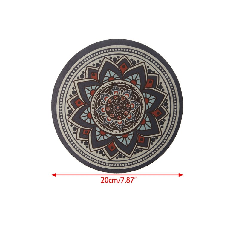 DOU Vintage Bohemian Round Computer 3D Carpet Mouse Pad Mat Mousepad Anti Slip