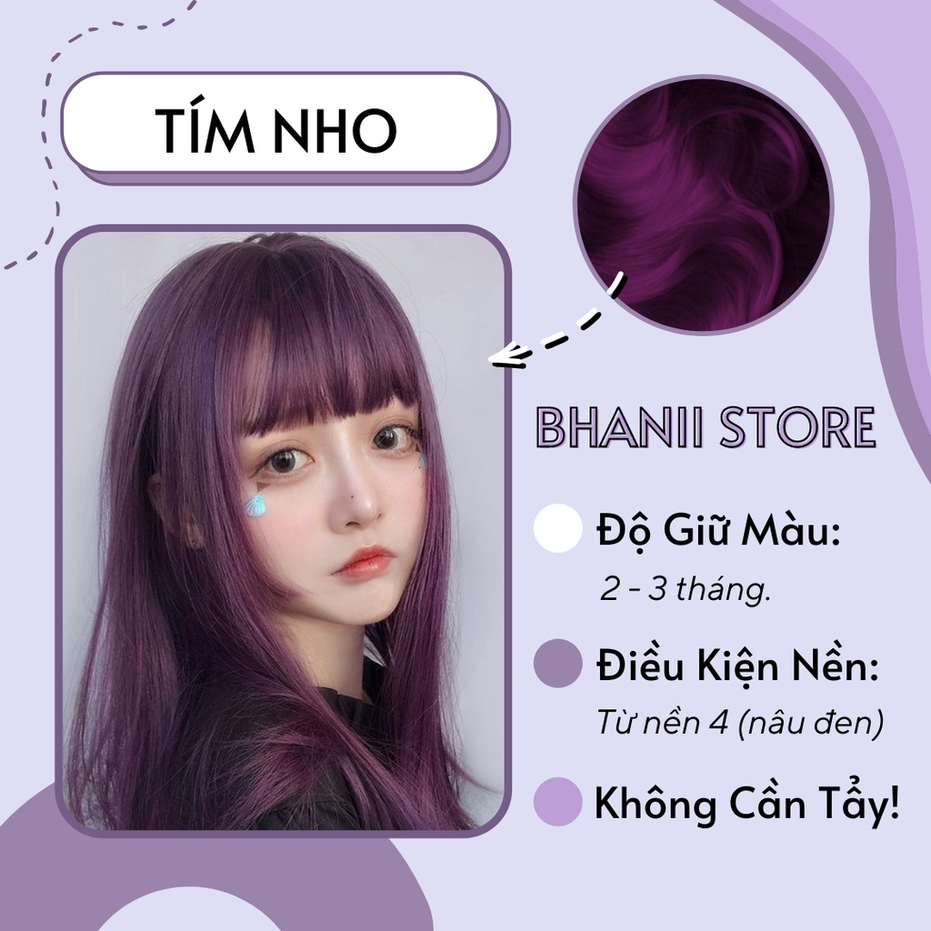 Thuốc nhuộm tóc Tone Màu Tím bhanii store