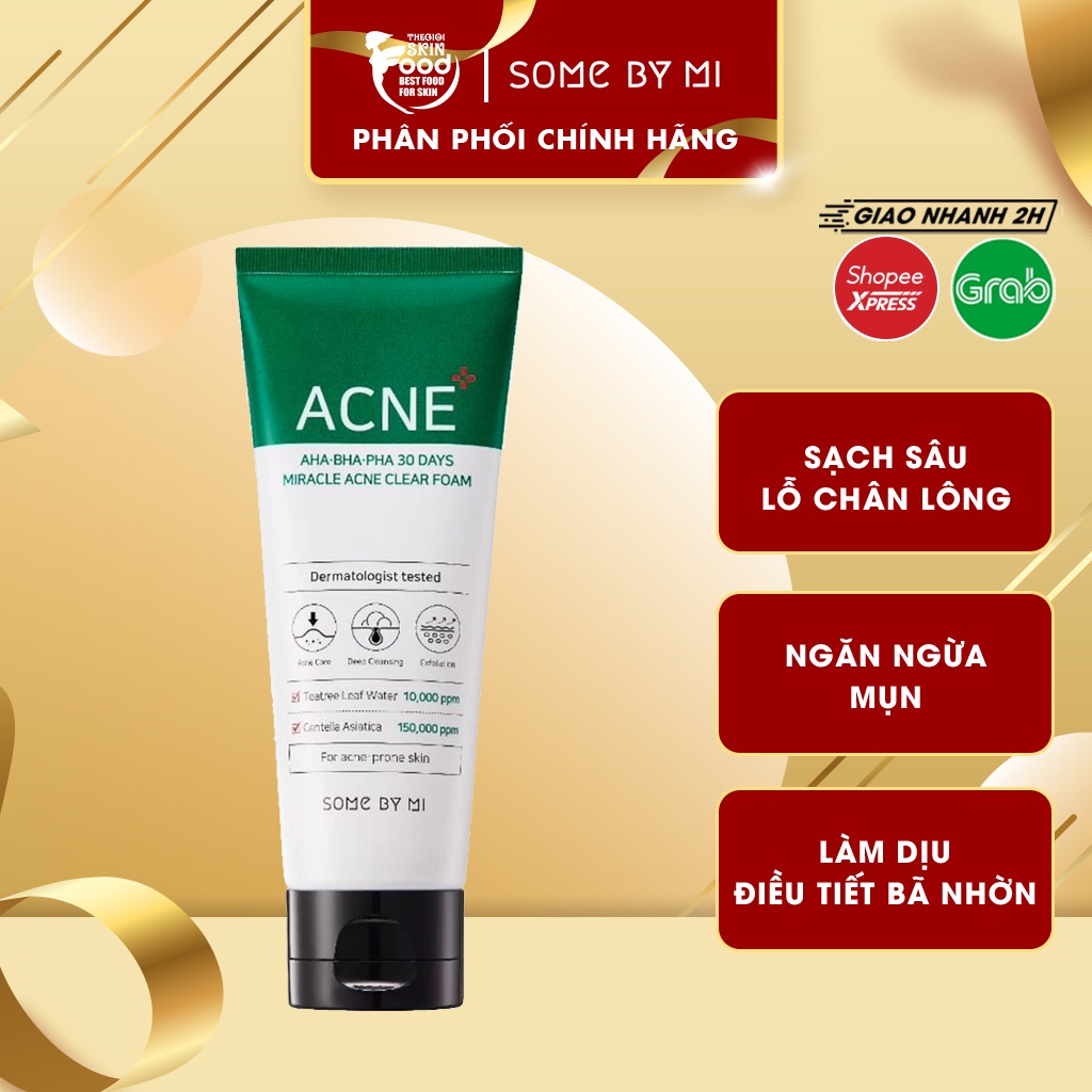 Sữa Rửa Mặt "Thần Kỳ" Some By Mi AHA-BHA-PHA 30 Days Miracel Acne Clear Foam 100ml