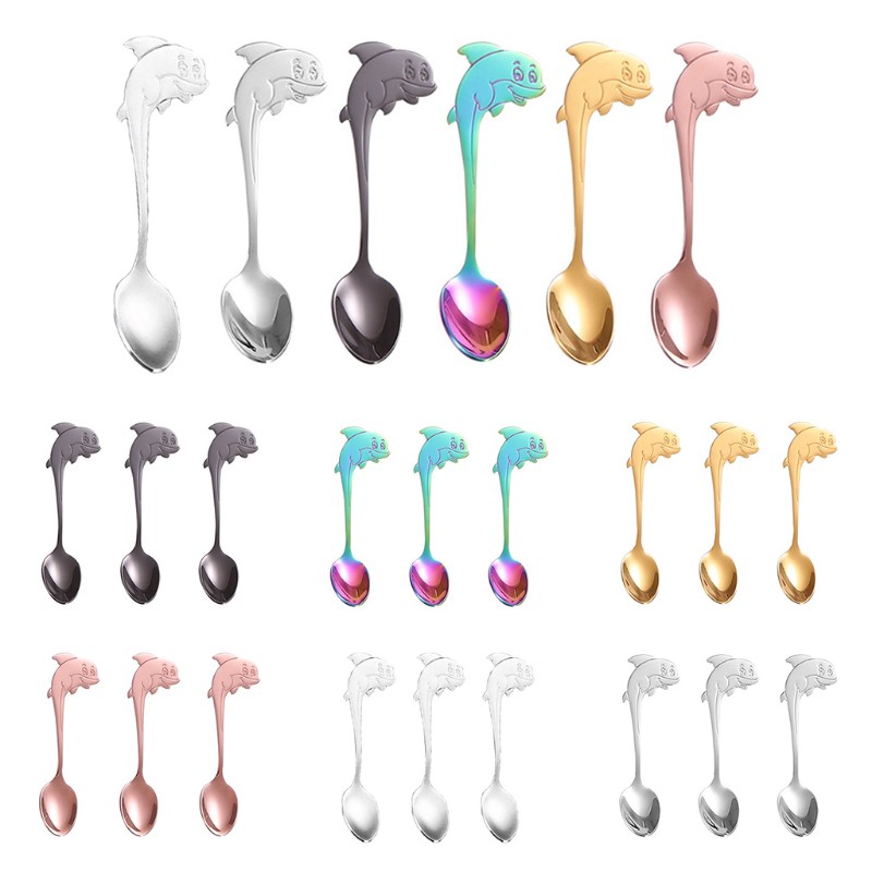 PRI* 3/6pcs Stainless Steel Coffee Spoon Espresso Dessert Teaspoons Cup Hanging Spoons Ice Cream Scoop Mixing Stirrer Kitchen Tableware