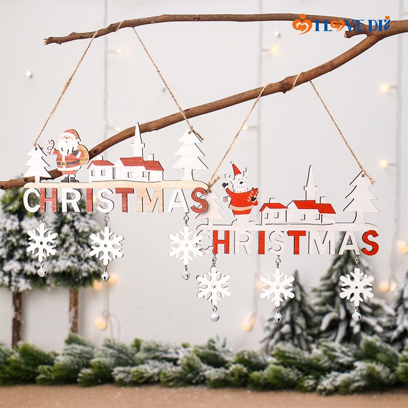 Phụ Kiện Treo Trang Trí Giáng Sinh Hình Ông Già Noel / Người Tuyết Bằng Gỗ