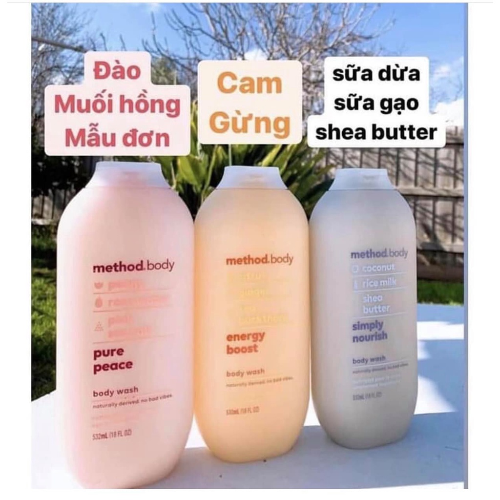 Sữa Tắm organic Method Body Wash / Method men cho cả Nữ và Nam 532ml Chuẩn Hàng Úc 100% từ thiên nhiên