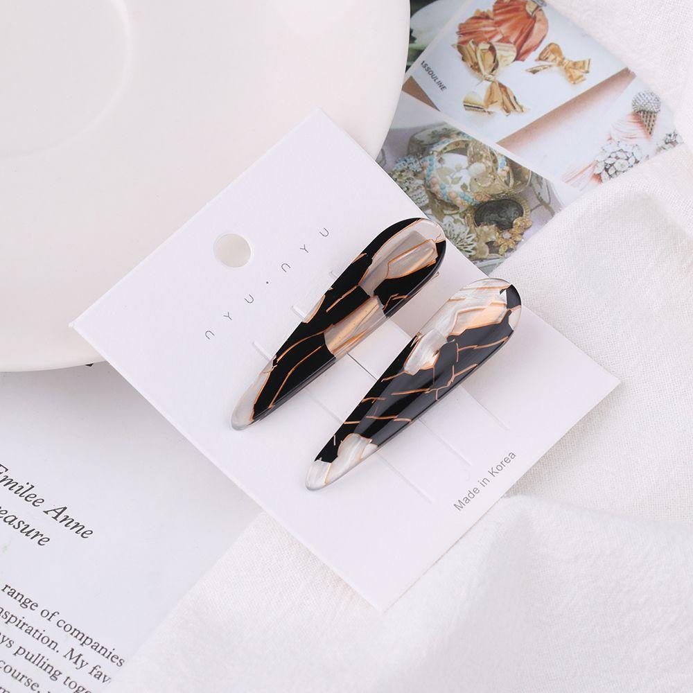 Set 2 Kẹp Tóc Acetate Họa Tiết Da Báo Hình Học Thanh Lịch