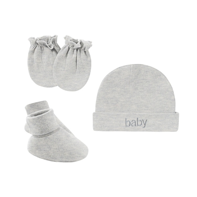 Bộ Vỏ Bọc Chân + Găng Tay + Mũ Bằng Cotton Một Lớp Giữ Ấm Cho Bé Sơ Sinh