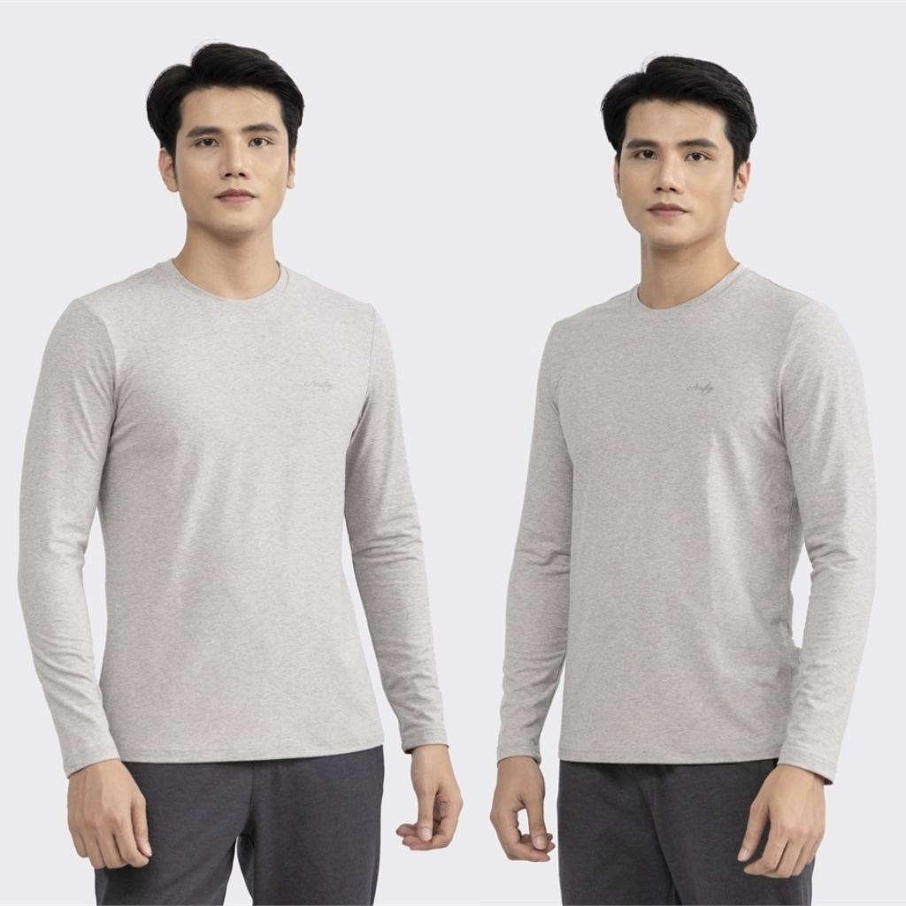 Áo Thun Thu Đông Dài Tay Nam Aristino ALT008W2 Trơn Màu Chất Poly Cation Cao Cấp dáng Regular Fit Suông Vừa Cổ Tròn