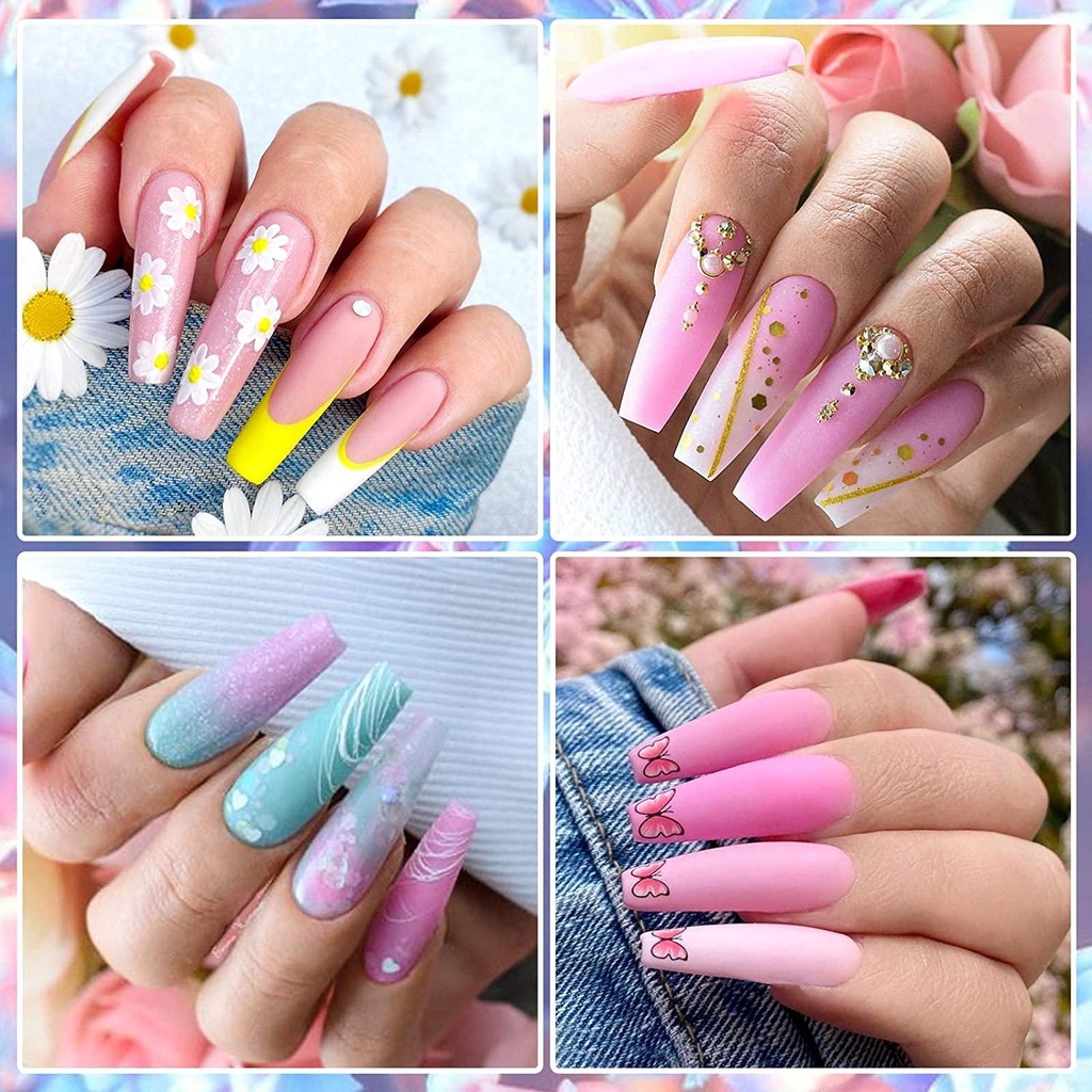 Bộ Móng Tay Giả Dạng Nhấn Tự Nhiên Bằng Acrylic