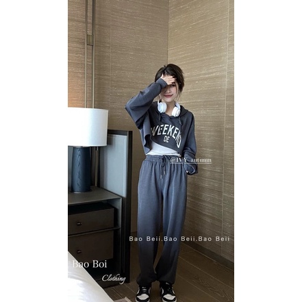Set 3 CT áo crotop chữ mix quần kèm áo balo