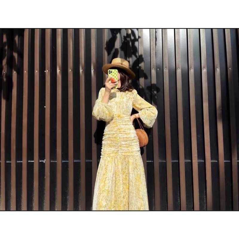Đầm Voan Hoa Vàng Tiểu Thư Mùa Thu