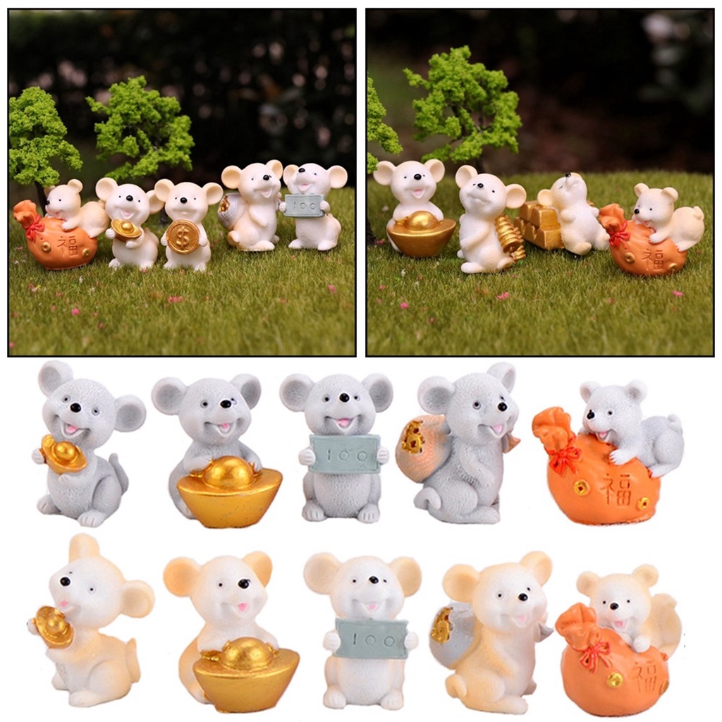 Mô hình tượng chuột thần tài làm thủ công bằng nhựa dùng trang trí nhà ở