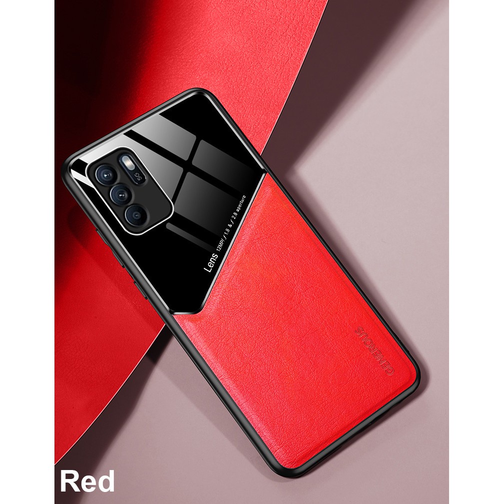 Ốp điện thoại da tích hợp sắt chống sốc bảo vệ cho Oppo Reno 6z 5g