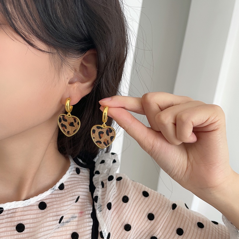 MOCHASHUBông tai họa tiết da báo cá tính phong cách Hàn Quốc
