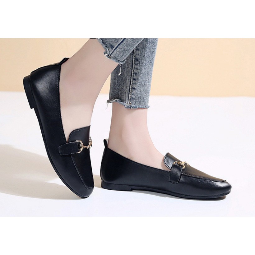 Giày loafer bệt khoen ngang, giày búp bê, giày nữ đế bệt S163