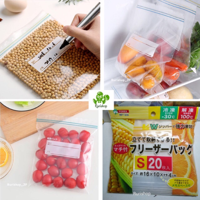 Set 20, 16, 12 túi zip Nhật (Freezer bag) đựng thực phẩm an toàn tiện lợi size S, M, L
