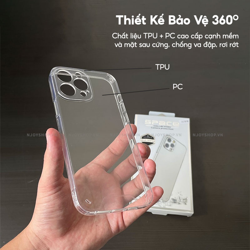 Ốp Trong Suốt Nút Bấm Kim Loại Bảo Vệ Camera Cho Điện Thoại IP11/12/13/14 Pro Max Space Gen 2 Njoyshop