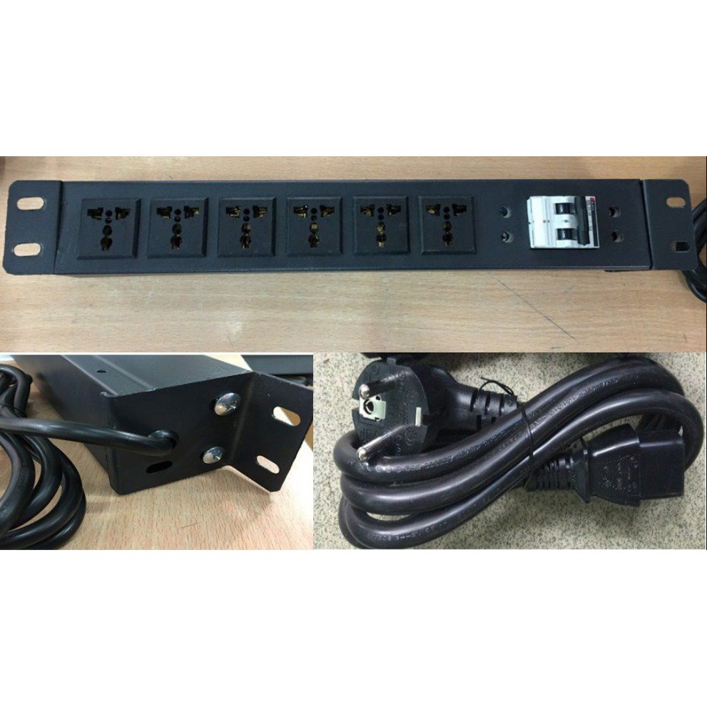 Ổ Cắm Điện, Thanh nguồn điện PDU 6 cổng 3 chấu 32A 250V Đa Năng cho tủ Rack 19'' Length 1.5M