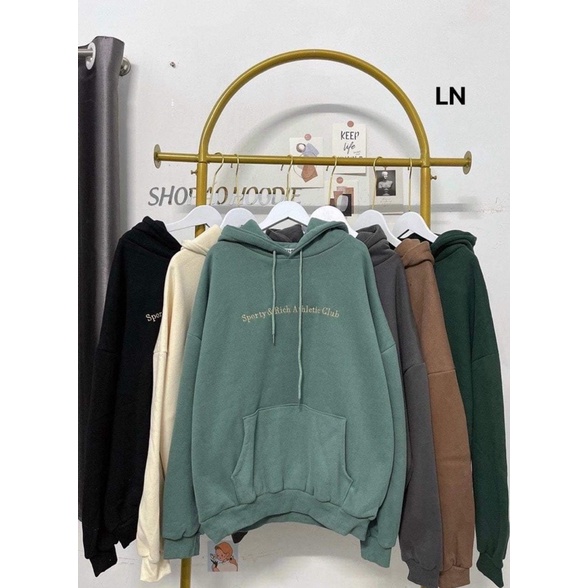 Áo hoodie dòng chữ nhỏ Sporty mũ 2 lớp DA6