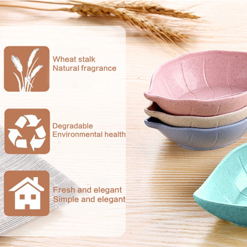 Đĩa Đựng Nước Chấm / Gia Vị Hình Chiếc Lá Chất Liệu Rơm Lúa Mì