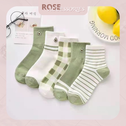 Tất nữ cổ ngắn họa tiết nhiều màu chất liệu mềm mại phong cách Ulzzang Rose.Acessories mã TN02