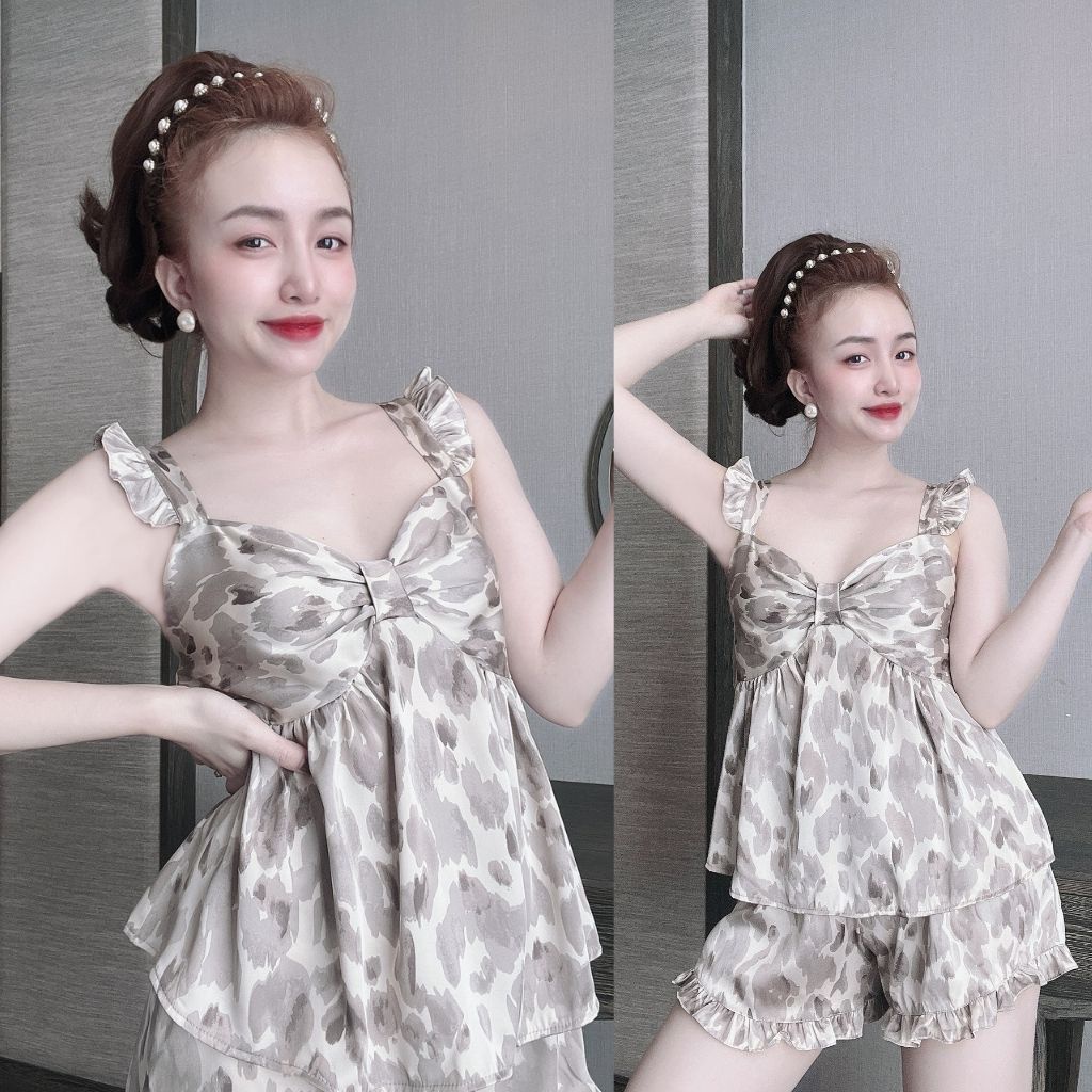 Đồ ngủ nữ❣️FREE SHIP❣️Đồ ngủ sexy lụa Latin cao cấp mềm mại xinh xắn &lt; 63kg