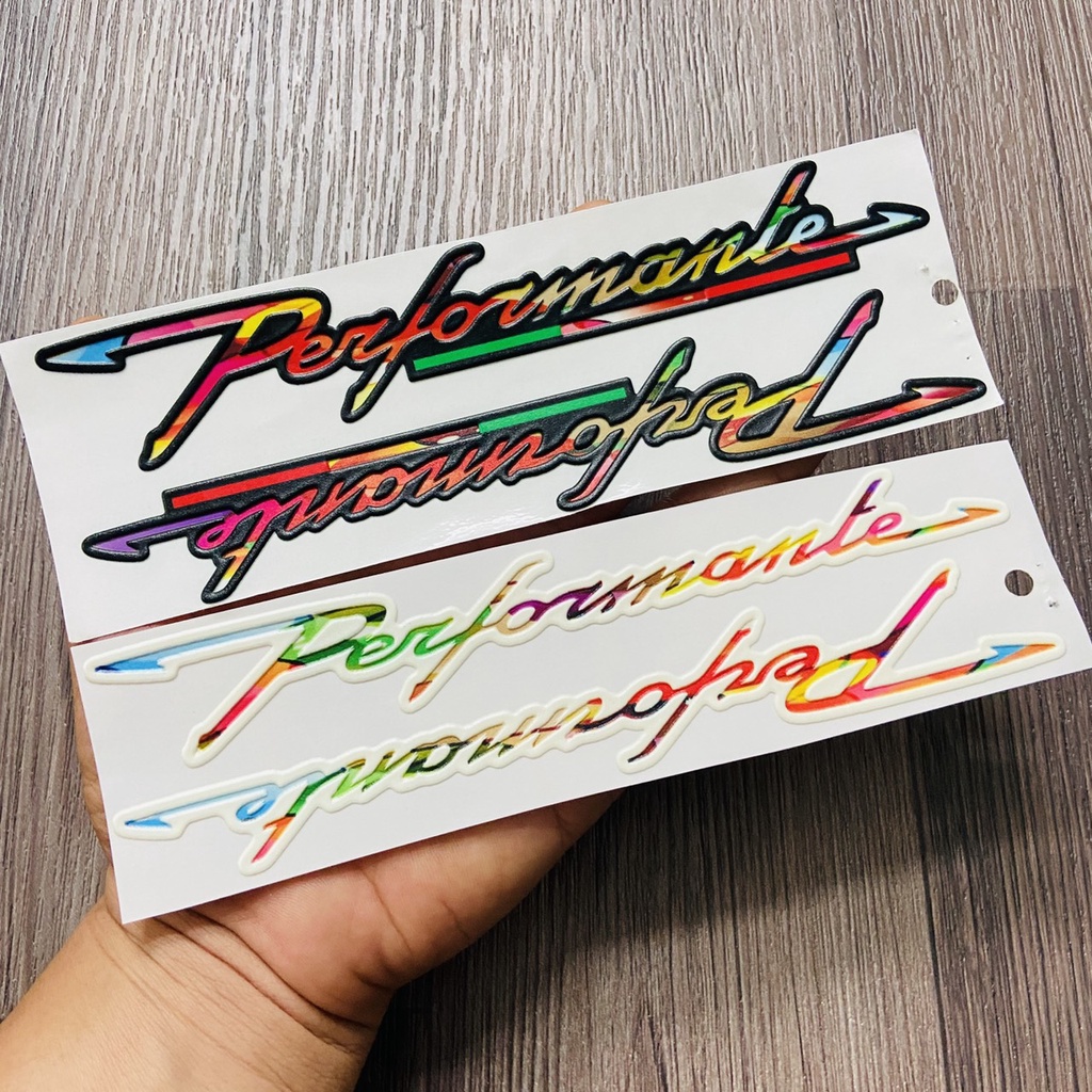 Tem Logo Performance 7 sắc cầu vòng dán trang trí xe máy, máy tính, nón bảo hiểm