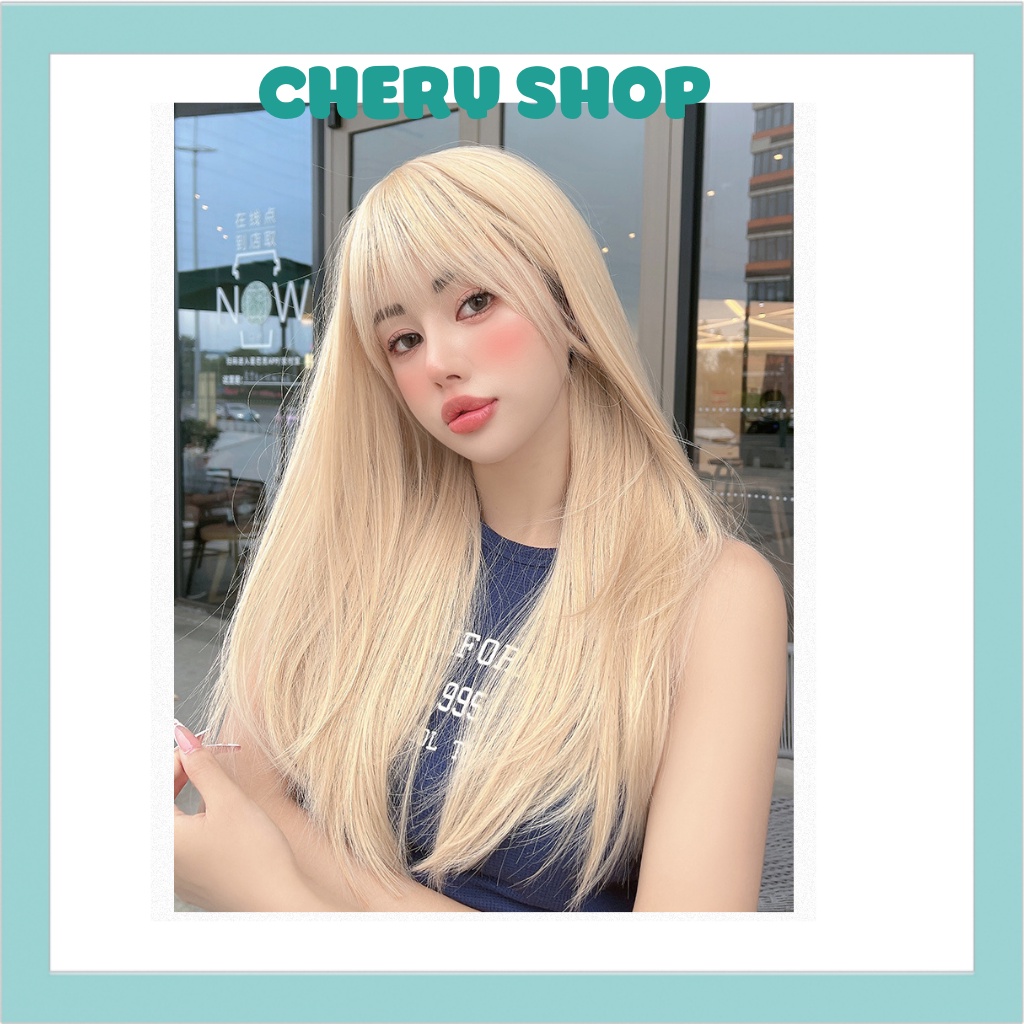 Tóc giả nguyên đầu thẳng dài màu xám khói tự nhiên tặng kèm lưới trùm wig mã z7007