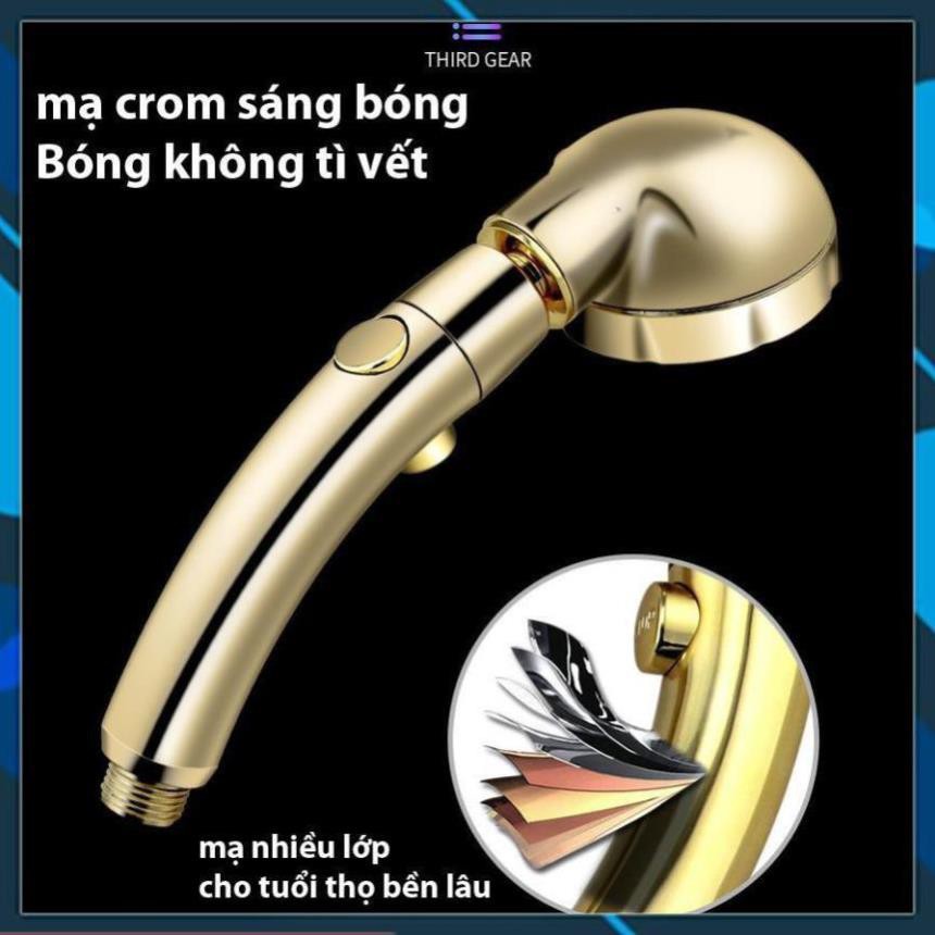 Vòi Sen Tăng áp Có Nút Khóa Nước 3 chế độ Phun, Xoay 360 độ Hàng Xịn - Vàng Gold 206783