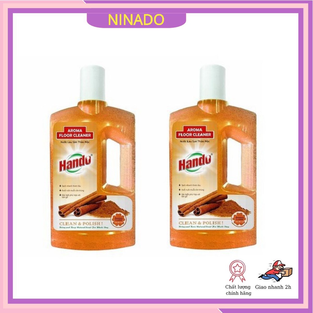 Bộ 2 Nước Lau Sàn Thảo Mộc Hando Tinh Dầu Quế 1 Lít