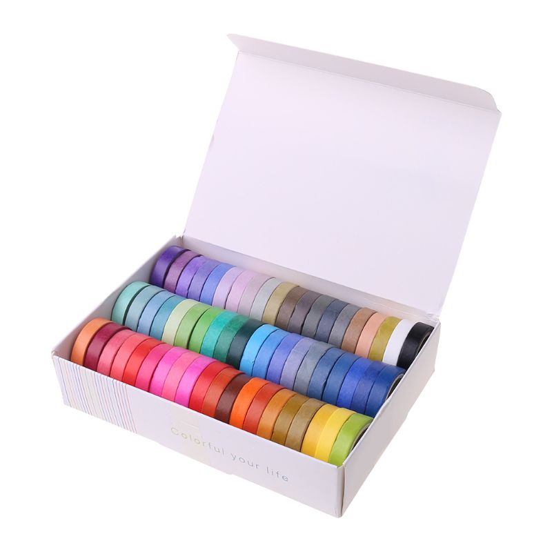 Bộ 60 Cuộn Băng Keo Dán Màu Cầu Vồng 8mm Trang Trí Sổ Tay / Nhật Ký / Văn Phòng / Tr