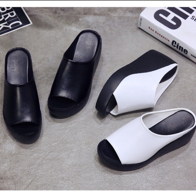 [Giá hủy diệt] Dép đế xuồng đế bánh mì GIẢN DỊ TĂNG CHIỀU CAO QUAI HỞ MŨI giày Chuộng, dép xuồng thời trang Hàn Quốc 6cm