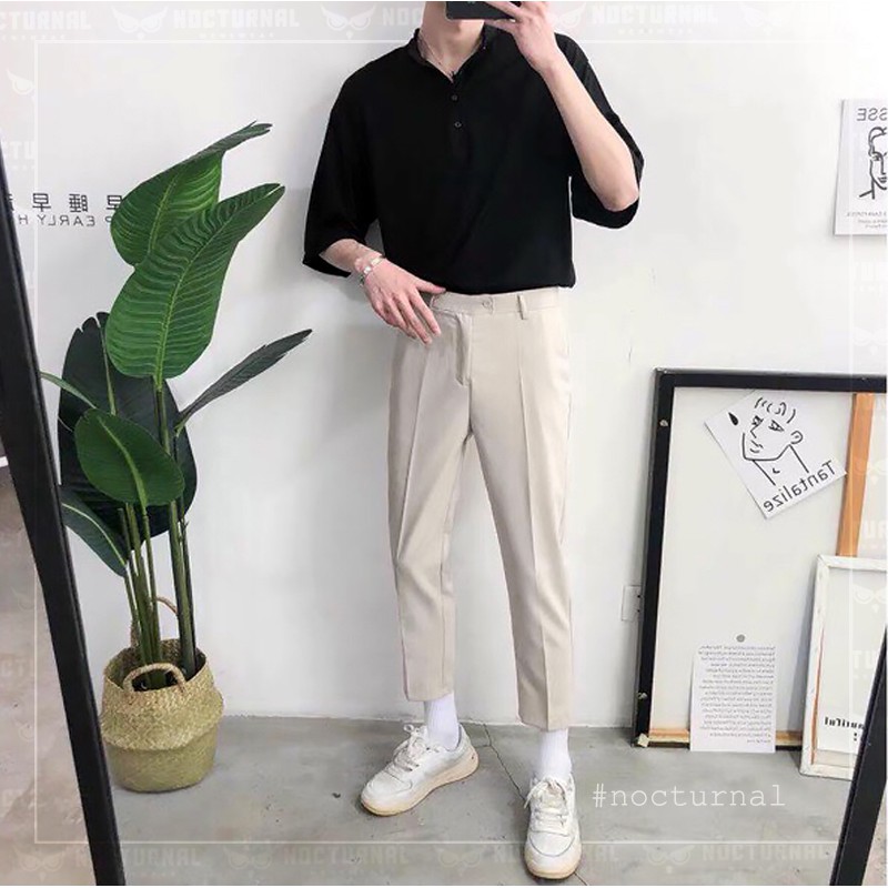 QUẦN BAGGY ÂU UNISEX NOCTURNAL Nam Nữ Cặp Đôi Unisex Phong Cách Dạo Phố Sài Gòn Ulzzang 2021 (3 màu: Đen, Kem, Xám)