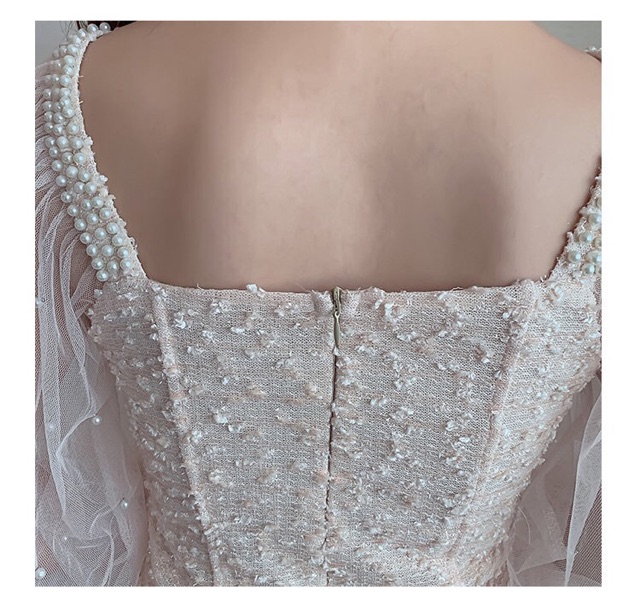[có sẵn/hình thật] Đầm dự tiệc tay phồng. Váy trắng công chúa tay ren cổ vuông đính đá cao cấp