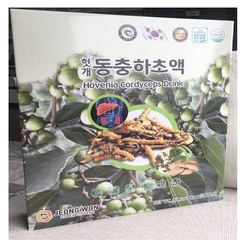 [ Chính Hãng ] Nước Bổ Gan Đông Trùng Hạ Thảo Jeongwon Hàn Quốc, Hộp 30 Gói * 70ml, Giúp Làm Mát Gan Thải Độc Gan