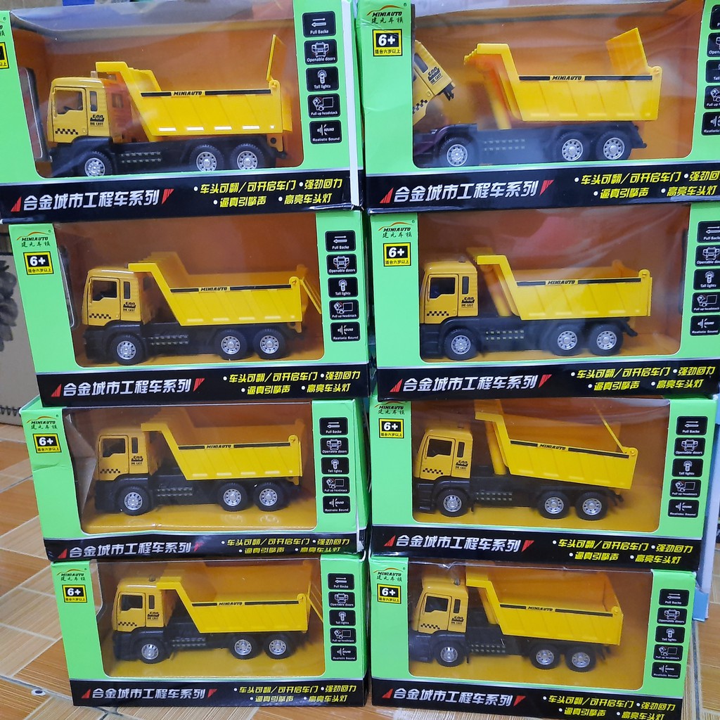 Mô hình xe ô tải mini bằng hợp kim nhựa có âm thanh và đèn xe ô tô đồ chơi trẻ em tỉ lệ 1:50