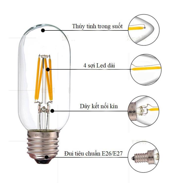 Bộ 3 dây đèn thả cổ điển Vintage bóng led Edison G45 4W